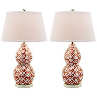 Cross Hatch Double Gourd 1 light Orange Table Lamps (Set of 2) Today