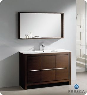 Fresca Allier 48 inch Wenge Brown Modern Bathroom Vanity with Mirror