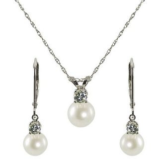Pearls For You FW Pearl and Aquamarine March Birthstone Jewelry Set