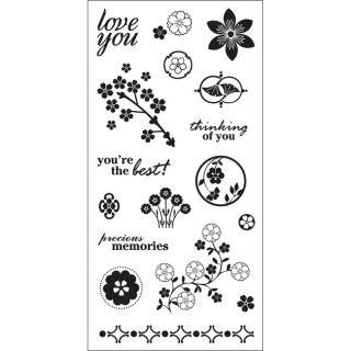Fiskars Simple Stick Cling Floral Flair Rubber Stamps