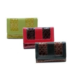 Dasein Faux Leather Embossed Snake Skin Tri fold Wallet