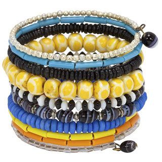 Bead and Bone 10 turn Multicolor Bracelet (India)