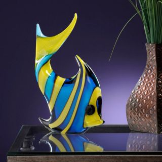 LuckyClover Authentic Murano Glass Aqua & Yellow Fish Was: $499.99