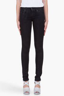R13 Skinny Black Waxed Jeans for women