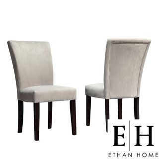 ETHAN HOME Silver Gray Chenille Parson Chairs (Set of 2)