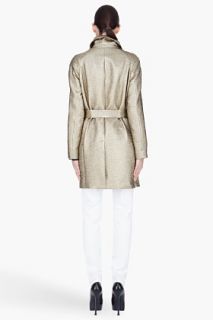 Diane Von Furstenberg Gold Metallic Belted Yvette Coat for women