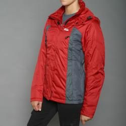First Down Womens Red Two tone Hooded Tech Jacket