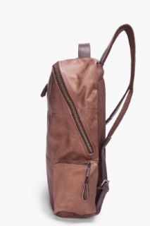 Diesel Brown Leather Forward Backpack for men