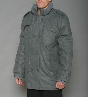 Trust Mens Heather Grey Wool blend Double breasted Peacoat Today $69