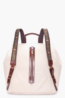 Alexander McQueen Beige Leather Trimmed Backpack for men