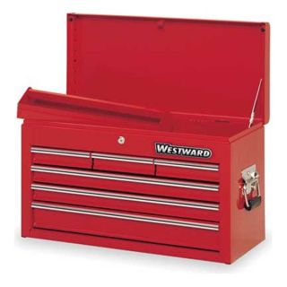 Westward 2W025 Tool Chest, 6 Drawer, 26 In, Red