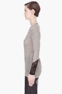 Helmut Lang Grey Flecked Asymmetric Combo Sweater for women