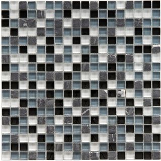 SomerTile 12x12 in Reflections Mini 5/8 in Charcoal Glass/Stone Mosaic