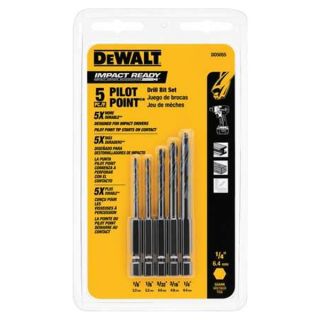 Dewalt DD5055 Impact Drill Bit Set, 1/4Hex, 1/8 1/4, 5 Pc