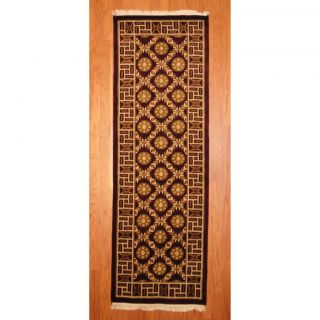 Indo Hand knotted Tibetan Burgundy/ Ivory Wool Rug (27 x 710) Was $
