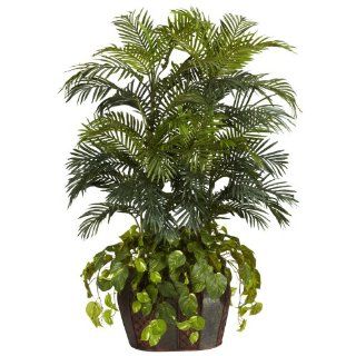 Nearly Natural 6634 Double Areca with Vase and Pothos