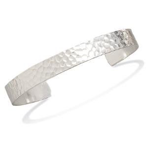 Hammered Silver Mens Size Cuff Bracelet Jewelry