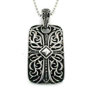 Stainless Steel Medieval Style Dog Tag Cross Necklace