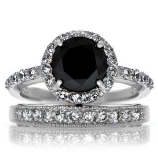 Carries Faux Black Diamond Ring Set: Emitations: Jewelry