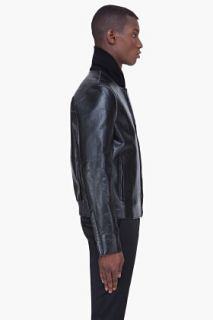 3.1 Phillip Lim Black Sculpted Leather Sports Jacket for men