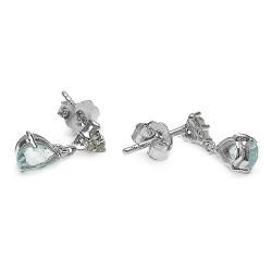 Malaika Sterling Silver Aquamarine and White Topaz Dangle Earrings