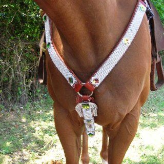 Geniune Leather Rhinestone Horse Breast Collar & Head