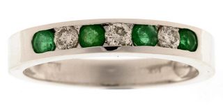 14k Gold Emerald 1/5ct TDW Diamond Channel Ring