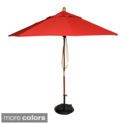 PHAT TOMMY 9 Foot Sunbrella Fabric Marenti Wood Market Patio Umbrella