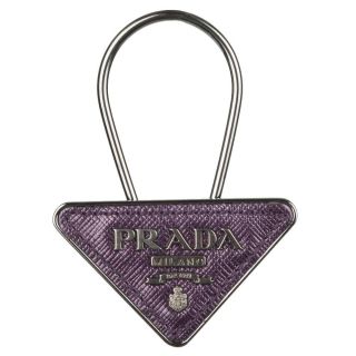 Prada Leather Triangle Logo Key Ring