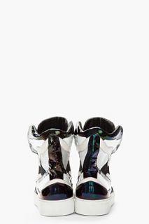 Raf Simons Black & White Leather Holographic Space Sneakers for men