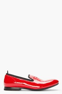Alexander McQueen Red Patent Leather Loafers for men