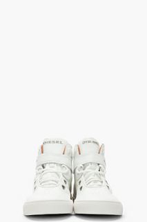 Diesel White Leather Groovy High Top Sneakers for men