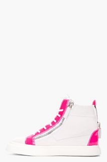Giuseppe Zanotti Grey And Neon Pink London Sneakers for women