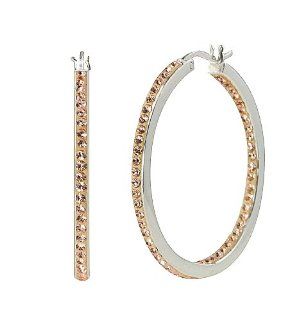 Sterling Silver Peach Crystal 35mm Inside Out Hoops