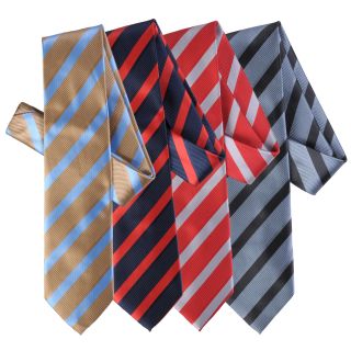 Boston Traveler Mens Diagonal Stripe Microfiber Tie and Hanky Set