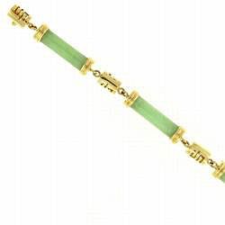 Mason Kay 14k Yellow Gold Natural Green Jadeite Jade Bracelet