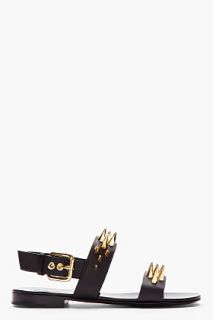 Giuseppe Zanotti Black Leather And Gold Studded Zak 10 Sandals for men