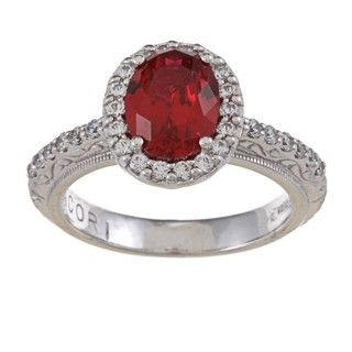 Tacori IV Platinum over Silver Red Cubic Zirconia Epiphany Ring