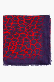 Christopher Kane Red Leopard Print Scarf for women