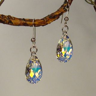 Jewelry by Dawn Sterling Silver Crystal AB Pear Earrings