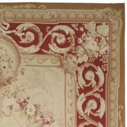 Hand knotted French Aubusson Ivory Wool Rug (12 x 15)