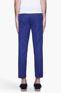 Paul Smith  Blue Cotton Pleated Trousers for men