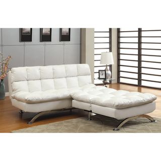 Modern 2 piece White Leatherette Futon Chair Set