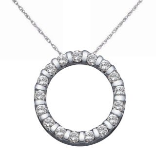 14k White Gold 1/2ct TDW Diamond Circle Necklace (H I, SI1 SI2) MSRP