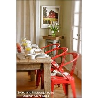 Red Tabouret Stacking Chairs (Set of 4)