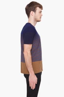 Paul Smith Jeans Navy & Brown Striped T shirt for men