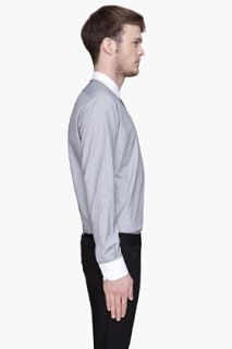 Saint Laurent Black Pinstripe Contrast collared Shirt for men