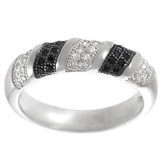 Tressa Two tone Sterling Silver Black and White Cubic Zirconia Ring