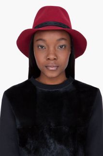 Rag & Bone Red Wool Floppy Brim Fedora Hat for women