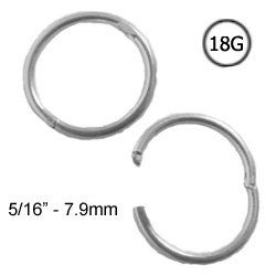 925 Sterling Silver Nose Ring Hinged Hoop 5/16 18G